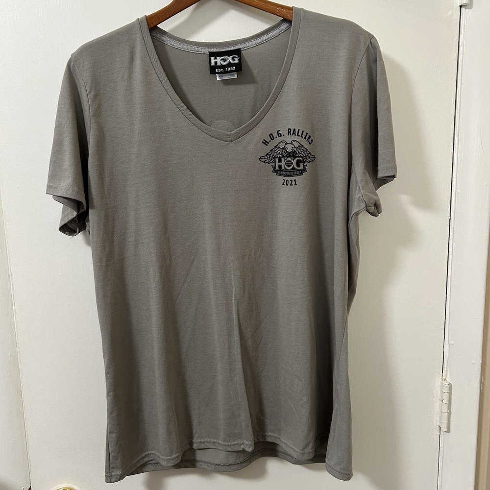 H.O.G. Harley Owners‎ Group Women's Gray V-Neck T-Shirt Medium 2021